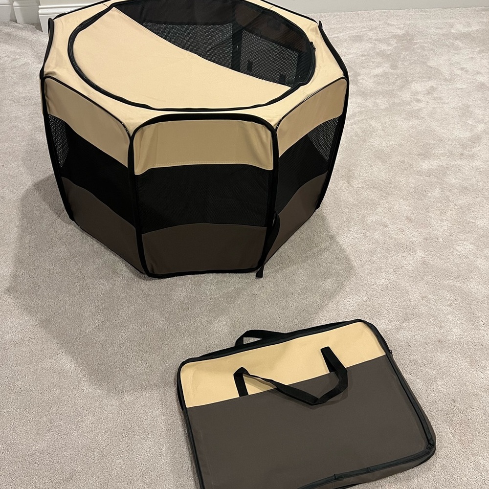 🆕 AIVITUVIN Portable Pet Playpen in Brown and Beige (Medium) - Picture 4 of 4